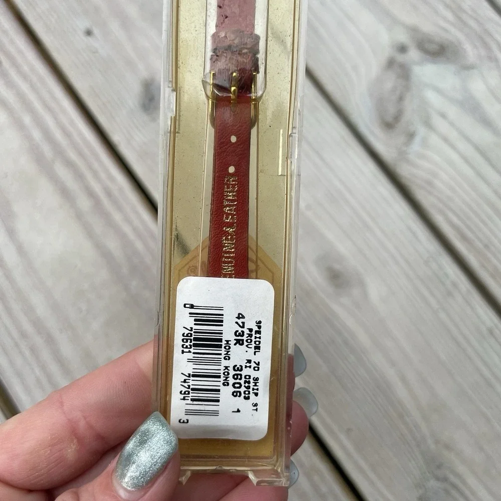 NOS Speidel Genuine Lizard Grain Watch Band 11mm Red Gold Tone Buckle #3606